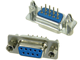 DB-9S Connector, Vert. PC Mount, 9 Pin Female