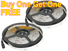 Buy One, Get One Free - 5M White LED Lighting Strip, 12VDC, IP65