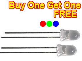 Buy One, Get One Free - 5mm Flashing Red, Green, Blue LED