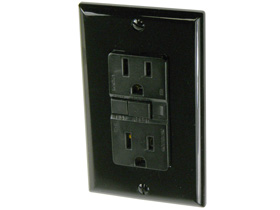 Ground Fault Interrupter Outlet, 15A Black