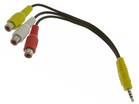 Adapter A/V Cable, 3.5mm TRRS Plug to RCA Females