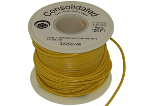 Wire, Stranded Copper, 18AWG, 100ft. Yellow