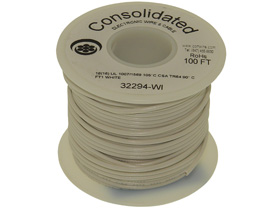 Wire, Stranded Copper, 18AWG, 100ft. White