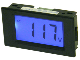 Panel Meter, LCD Snap-in  500VAC, Blue Blacklight