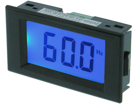 Panel Meter, LCD Frequency 300VAC, 10-199Hz, Blue Blacklight