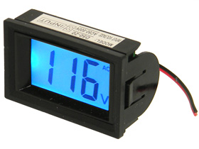 Panel Meter, LCD Snap-in 500VAC, Blue Blacklight