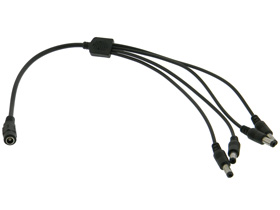 DC Power Splitter Cable, 5.5/2.5mm, 40cm Quad Male