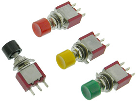 SPDT Pushbutton Switch Set, 4 Colors