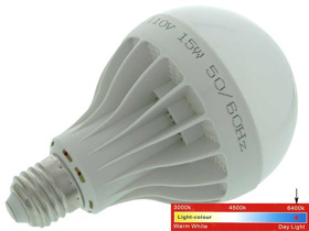 LED Bulb,15W, 110VAC, Cool White