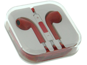 Earbuds with Microphone & Control Functions, Red