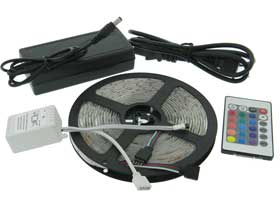 RGB LED Strip, 300LED, Power Supply & Controller