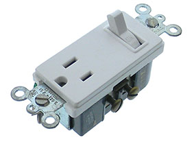 Residental AC Toggle Switch, SPST, with NEMA Outlet