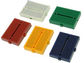 Pack of 5 - 170 Point Mini Solderless Breadblocks in Colors