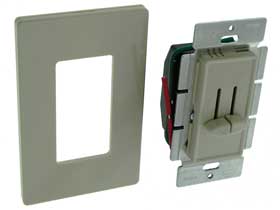 2X300W Dual Slide Dimmer Lt Almond with Cover