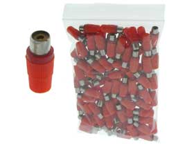 Pack of 100 Red RCA Phono Jack with Plastic Back Shell