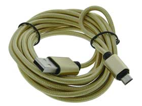 10 FEET (3 Meter) Android Phone USB Cable. Gold Tone