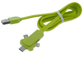 3-n-1 Rotating Head USB-Lightning Charger Cable 1M