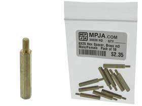 Pack of 10 - 25mm Brass Hex Spacer, M3   M/F