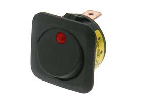 SPST Rocker Switch 12VDC Lighted Red