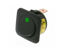 SPST Rocker Switch 12VDC Lighted Green