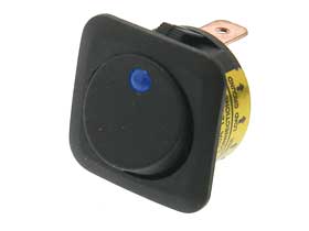 SPST Rocker Switch 12VDC Lighted Blue