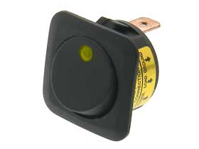 SPST Rocker Switch 12VDC Lighted Yellow