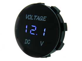 Panel Voltmeter 5-30VDC Round Blue LED