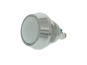 SPST-NO Metal Body 17mm  P/B Switch White