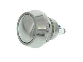 SPST-NO Metal Body 17mm  P/B Switch Chrome