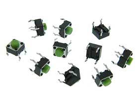 Pack of 10 - Micro Push Button Switch Green