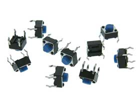 Pack of 10 - Micro Push Button Switch Blue