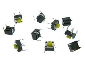 Pack of 10 - Micro Push Button Switch Yellow