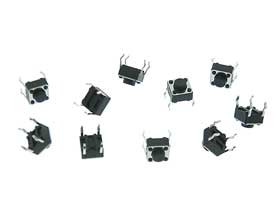 Pack of 10 - Micro Push Button Switch Black