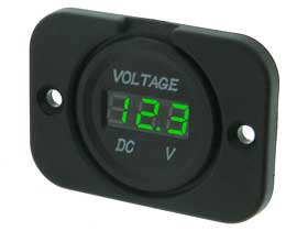 Panel Voltmeter 5-30VDC Round Green LED