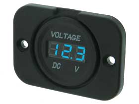 Panel Voltmeter 5-30VDC Round, Blue LED