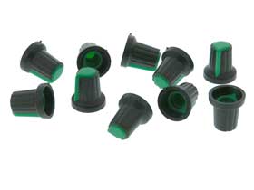 Pack of 10 - Knob for 6mm Splined Shaft Green