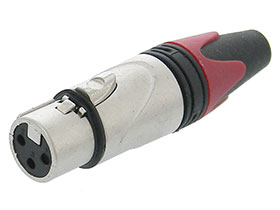 XLR 3Pin Female Mic. Connector with Red Strain Relief