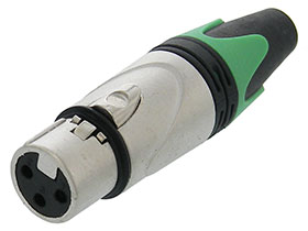 XLR 3Pin Female Mic. Connector with Green Strain Relief