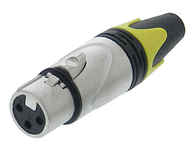 XLR 3Pin Female Mic. Connector with Yellow Strain Relief