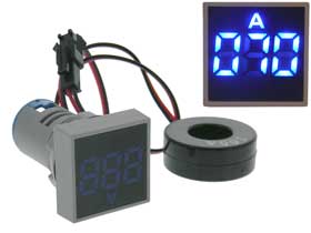 Amp Meter Square AC 20-100A  Blue LED