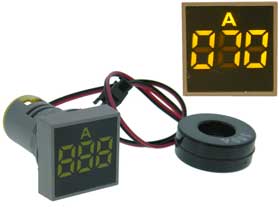 Amp Meter Square AC 20-100A  Yellow LED