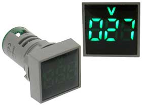 Volt Meter Square DC 5-60V Green LED