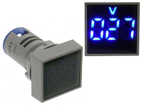 Volt Meter Square DC 5-60V Yellow LED