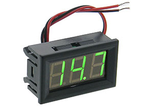 Mini Panel Meter, 3 Digit LED, 5-30VDC- Green