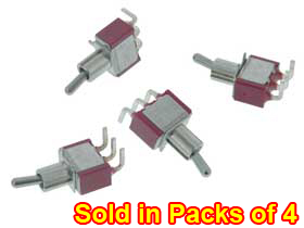 Pack of 4 - SPDT On-On Mini Toggle Switch PC Mount