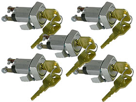 Pack of 5 - Key Switch , SPST-NO  Keyed Different