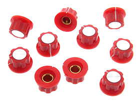 Pack of 10 - Red Plastic Knob - 6.35 mm (1/4