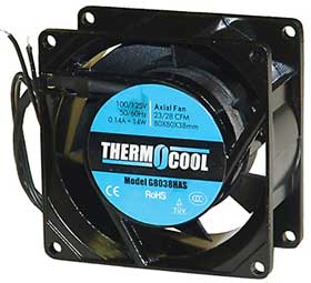 3-1/8in. SQ. X 1-1/2in.  125VAC BOX FAN