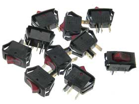 Pack of 10 - Lighted Rocker Switch. 16A 125VAC