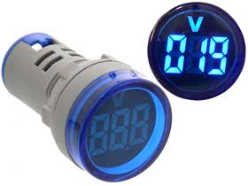 Volt Meter Round DC 6-110V Blue LED